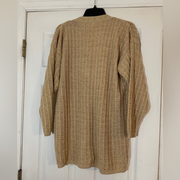 Beautiful sweater with a gold glitter to it. Tag says 14 but see measurements. - Picture 2 of 8